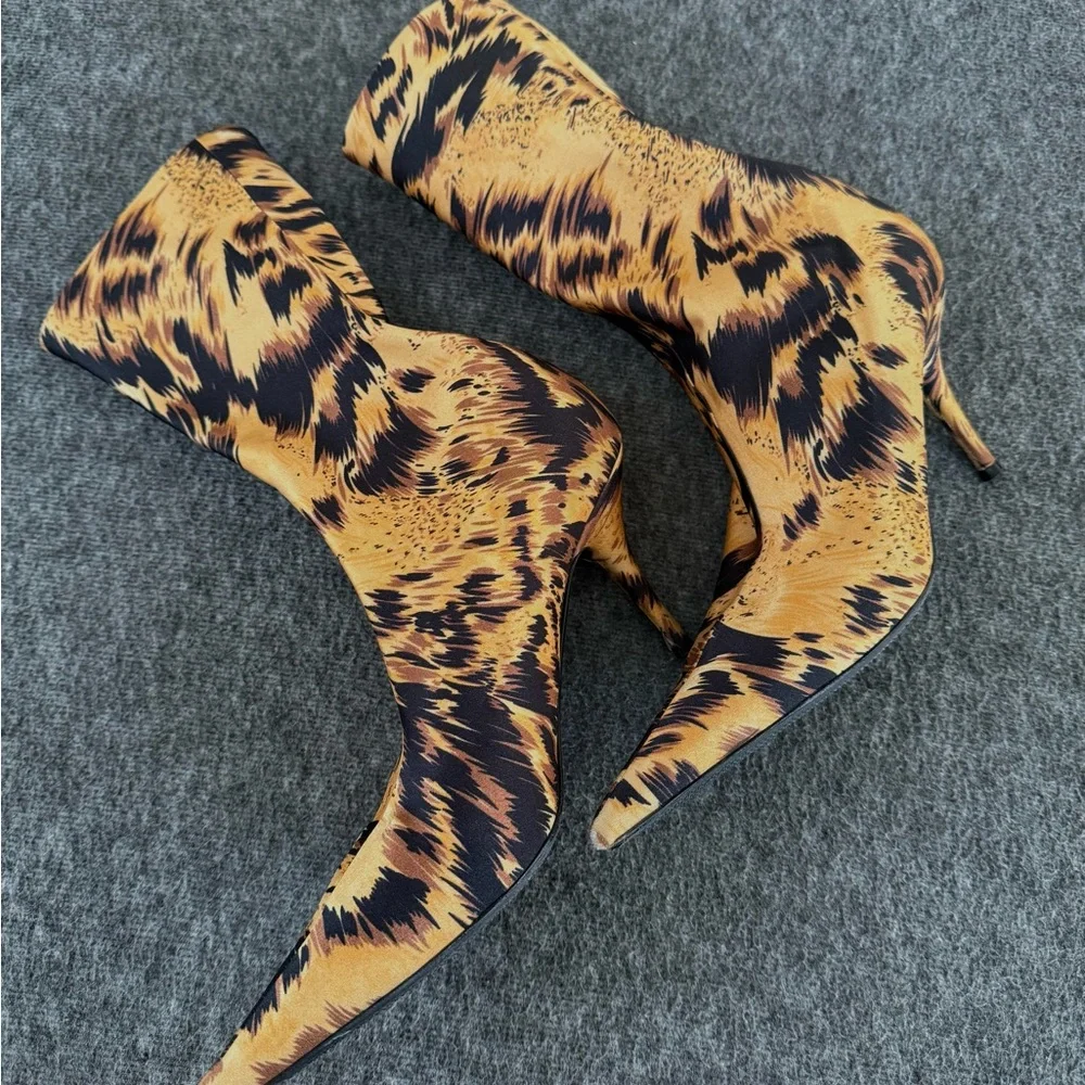 Balenciaga Neoprene Animal Print Mid-Calf Boots - Picture 5 of 7